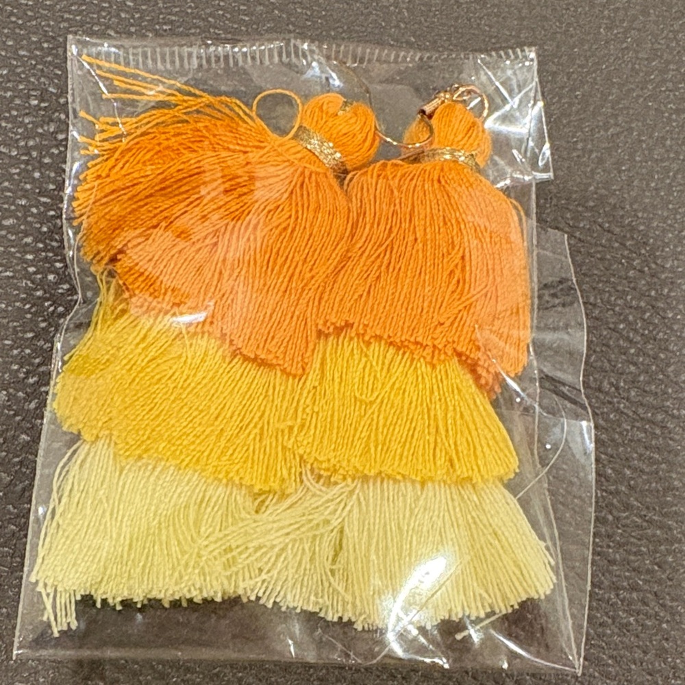 Orange and Yellow Tassel Earrings